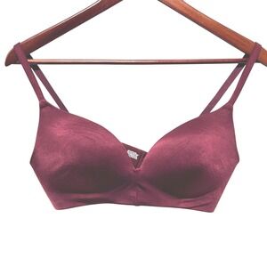 Soma‎ Wireless Push Up Bra 36C Burgundy Maroon Plunge Smooth Seamless Padded